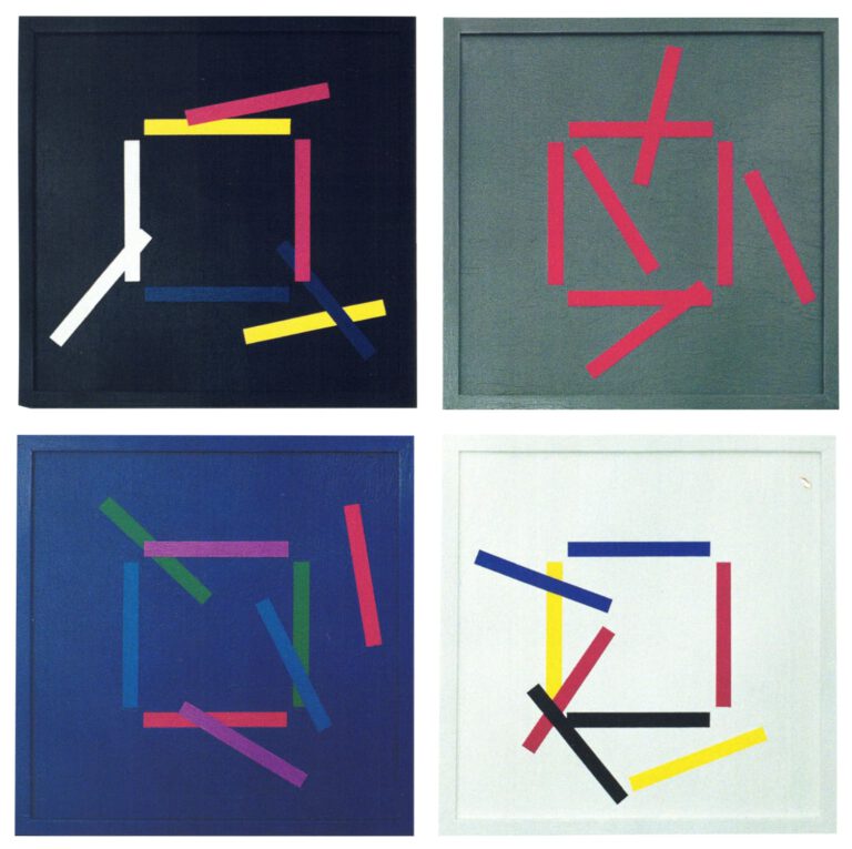Bernhard Sandfort -- "Augensprung" – 1993 – Öl auf Karton und Holz – je 30 x 30 cm