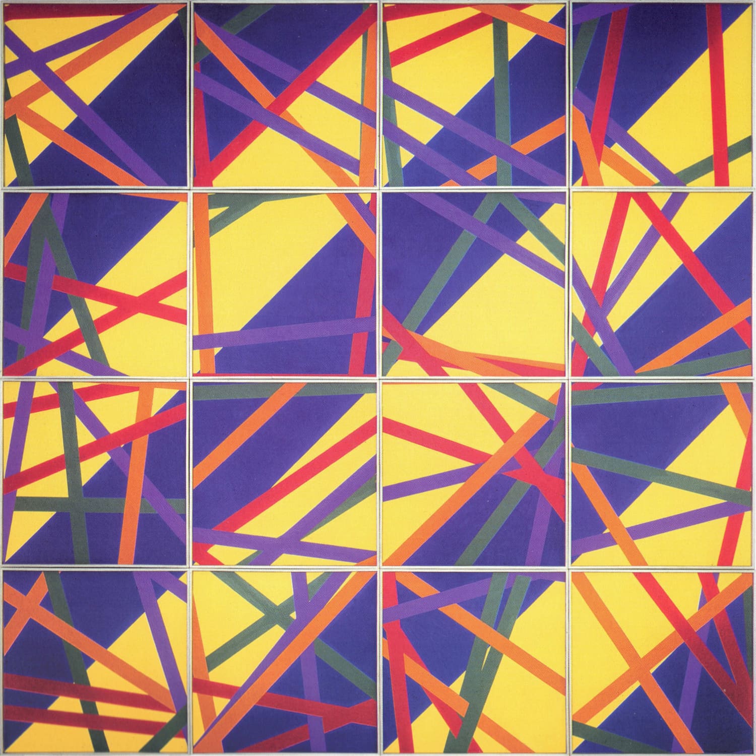 Bernhard Sandfort -- "Einfaches und komplexes Beziehungsfeld" – 1982 – Öl auf Karton und Holz – 308 x 308 cm