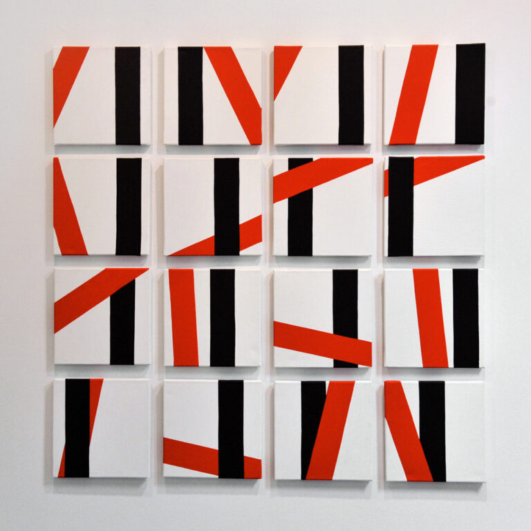 Bernhard Sandfort -- "Sehwege mit Rot" – Acryl auf Leinwand – 132 x 132 cm