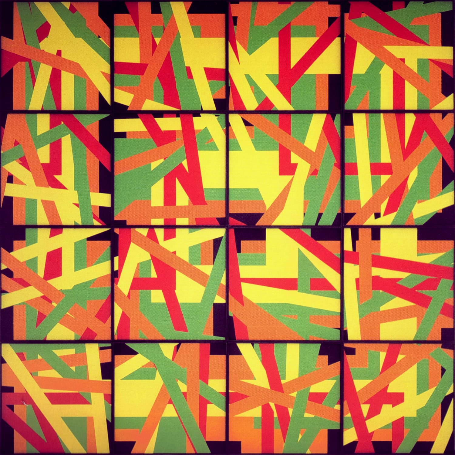 Bernhard Sandfort -- "Vielschichtiglabyrinthisches" – 1999 – Öl auf Karton und Holz – 308 x 308 cm