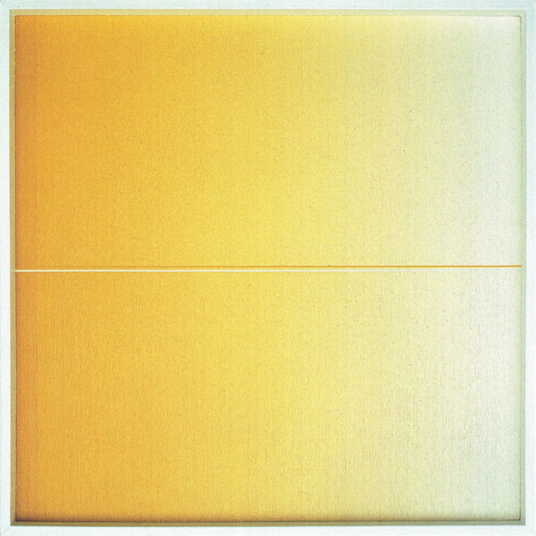 Bernhard Sandfort -- "Weiße und gelbe Linie auf weiß-gelber Fläche" – 1963 – 57,5 x 57,5 cm