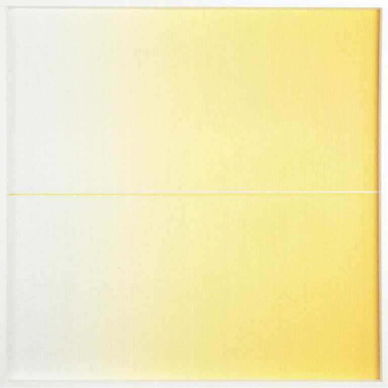 Bernhard Sandfort -- "Weiße und gelbe Linie auf weiß-gelber Fläche" – 1963 – 58 x 58 cm