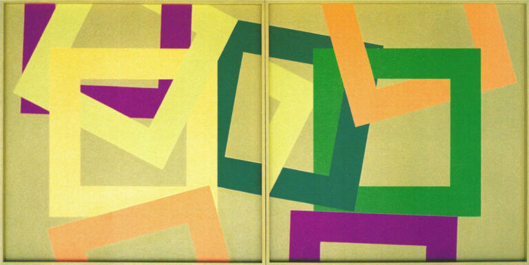 Bernhard Sandfort -- "Zusammenhang von Offen und geschlossen" – 1991 – Öl auf Karton und Holz – 154 x 77 cm (zweiteilig)